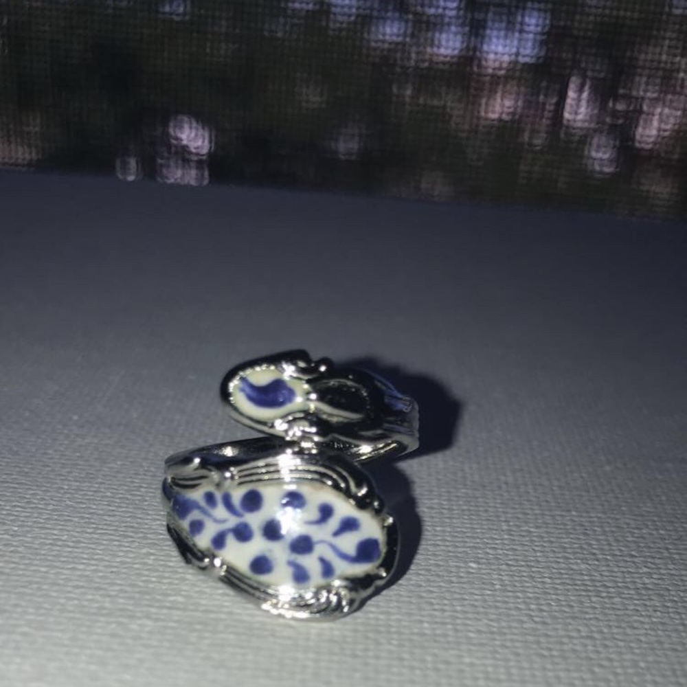 Sterling Silver blue and white Ring